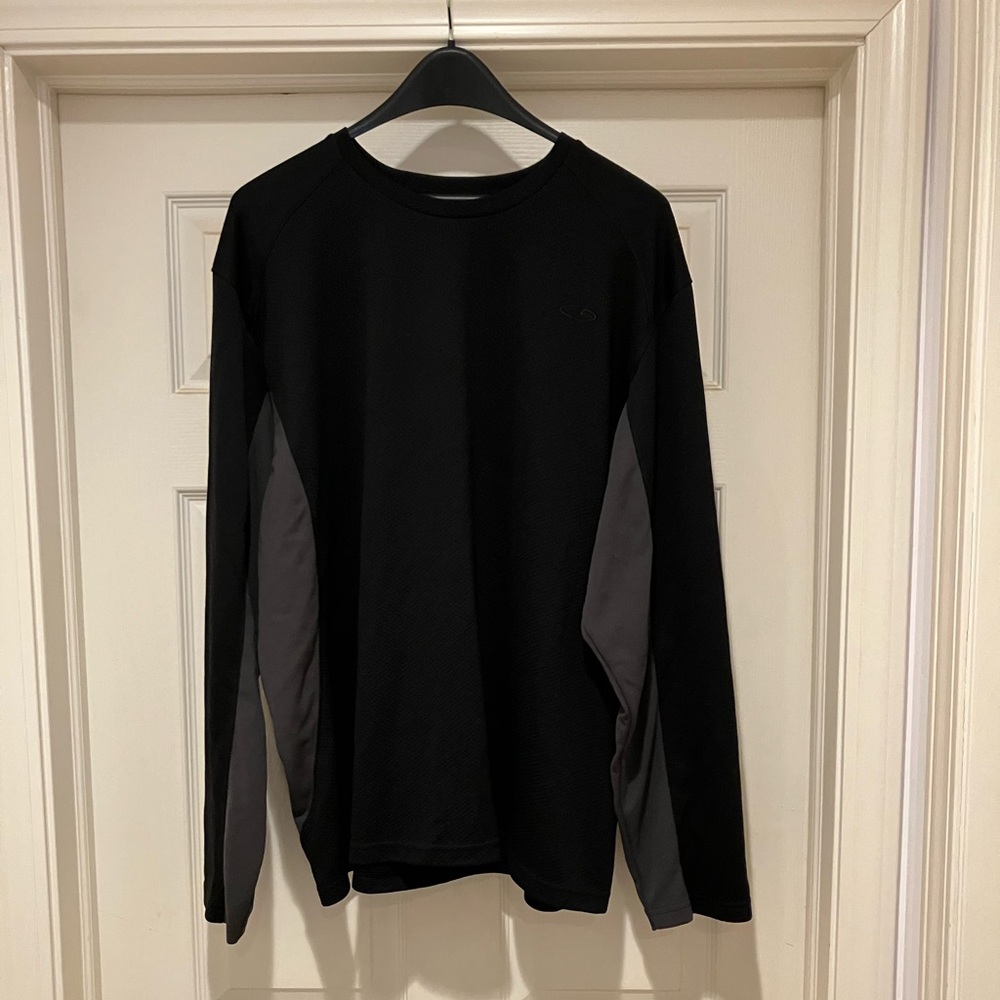Men’s Moisture Wick Long Sleeve Workout Shirt by Champion - Black w/ Grey - XXL
